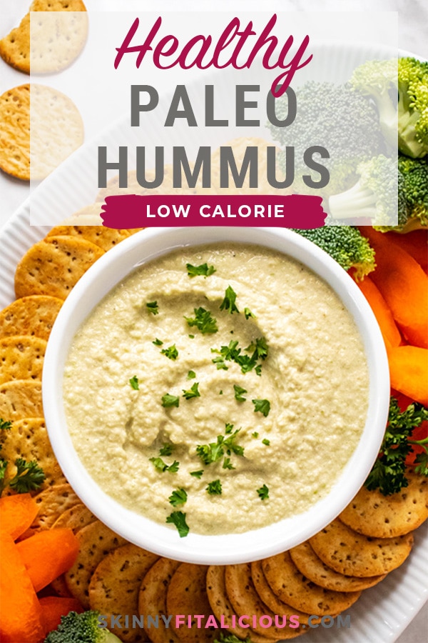 Homemade Paleo Zucchini Hummus is a low calorie hummus recipe made with zucchini. Flavorful, light and refreshing!