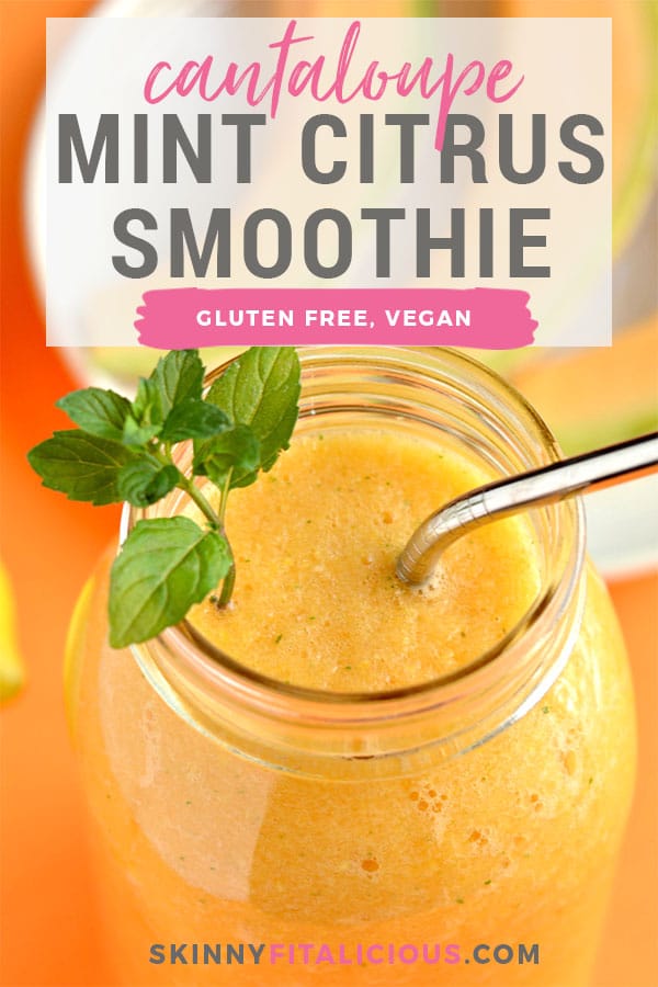 This Cantaloupe Mint Citrus Smoothie is bursting with orange, citrus and vibrant mint flavors. Light, fresh, delicious and packed with good for you nutrients. The perfect healthy smoothie to cool off with on a hot day. Vegan + Paleo + Gluten Free + Low Calorie