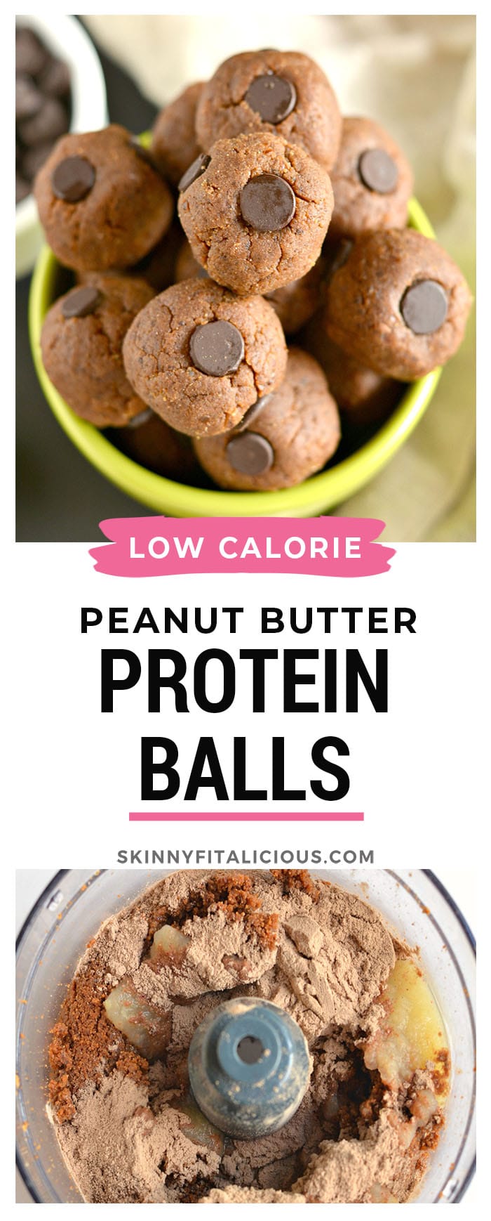 No Bake HEALTHY Chocolate Peanut Butter Protein Balls with 5 ingredients that's simple and easily customizable. A candy bar tasting goodie you can't resist! Vegan + Gluten Free + Low Calorie