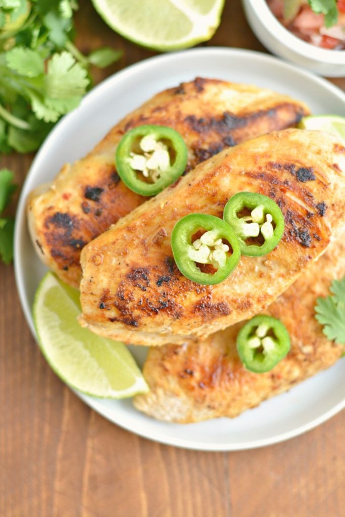 Mouthwatering Jalapeño Lime Chicken that's big on flavor and takes 15 minutes to make. A gluten free, low calorie meal, that's delicious and easy and guaranteed to spice up boring chicken!