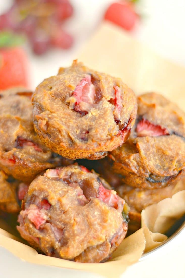 These Strawberry Grape Muffins are moist and naturally sweet. A sugar free snack that's Vegan, Gluten Free and has just 115 calories!