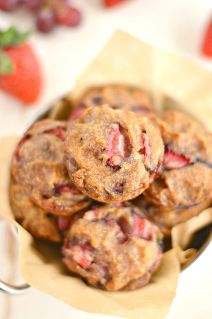 These Strawberry Grape Muffins are moist and naturally sweet. A sugar free snack that's Vegan, Gluten Free and has just 115 calories!