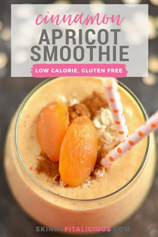This Cinnamon Oat Apricot Smoothie is thick, creamy & bursting with sweet cinnamon flavors. This smoothie is guaranteed to keep you satisfied for hours. An easy gluten-free breakfast or snack. Gluten Free + Low Calorie