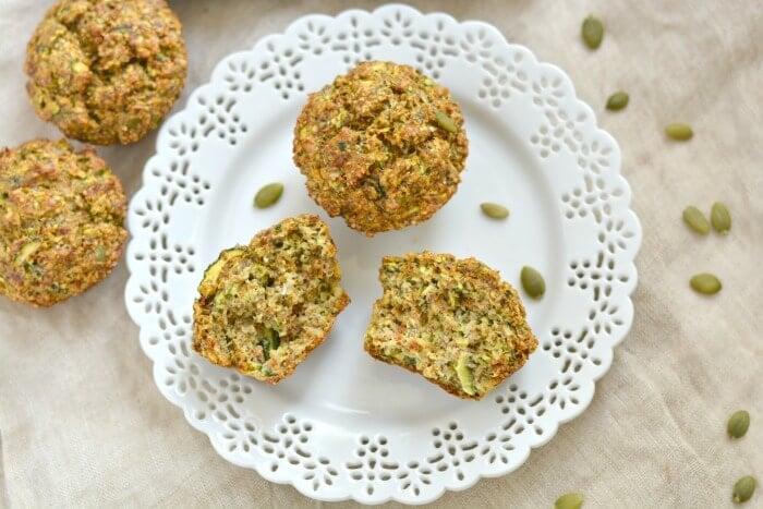 Savory Pumpkin Zucchini Sundried Tomato Biscuits made with pumpkin seeds & flax. An omega-3 Paleo and Gluten Free bread that can be served as a healthy side or snack.