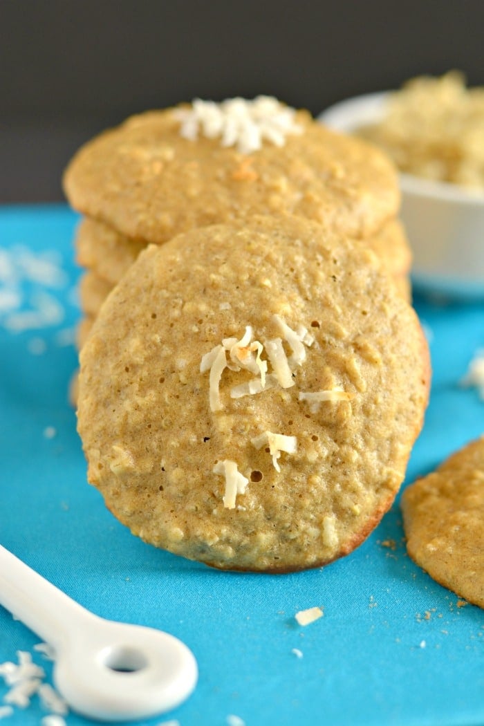These Quinoa Cookies laced with coconut and cinnamon are soft, chewy and melt-in-your-mouth. Made with a handful of healthy ingredients and packed with protein and whole grains, you couldn't ask for a better cookie!
