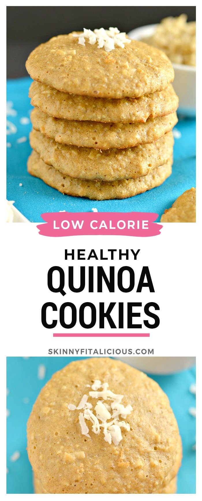 These Quinoa Cookies laced with coconut and cinnamon are soft, chewy and melt-in-your-mouth. Made with a handful of healthy ingredients and packed with protein and whole grains, you couldn't ask for a better cookie!