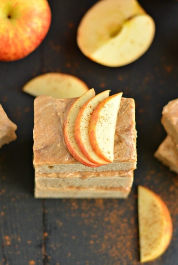 Greek Apple Cinnamon Cheesecake Bars are a lighter version of classic cheesecake. Spiced with fall flavors and made with Greek cream cheese, this healthier dessert is a party favorite! Gluten Free + Low Calorie