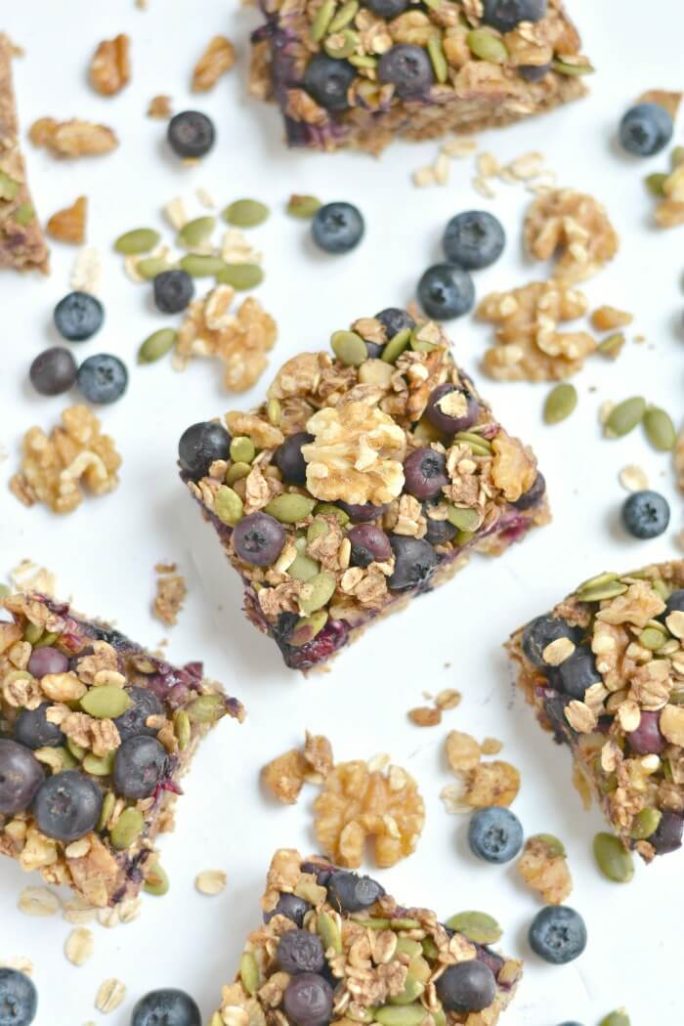 Blueberry Protein Walnut Breakfast Bars Skinny Fitalicious