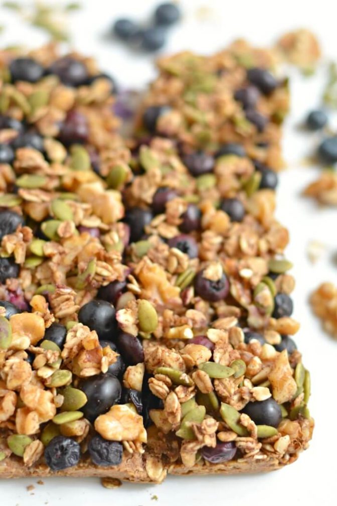 Blueberry Protein Walnut Breakfast Bars Skinny Fitalicious