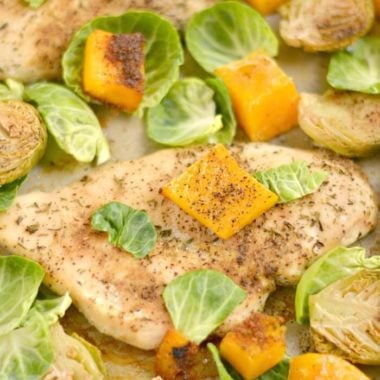 One Pan Chicken Brussels Sprouts Butternut Squash Skinny Fitalicious