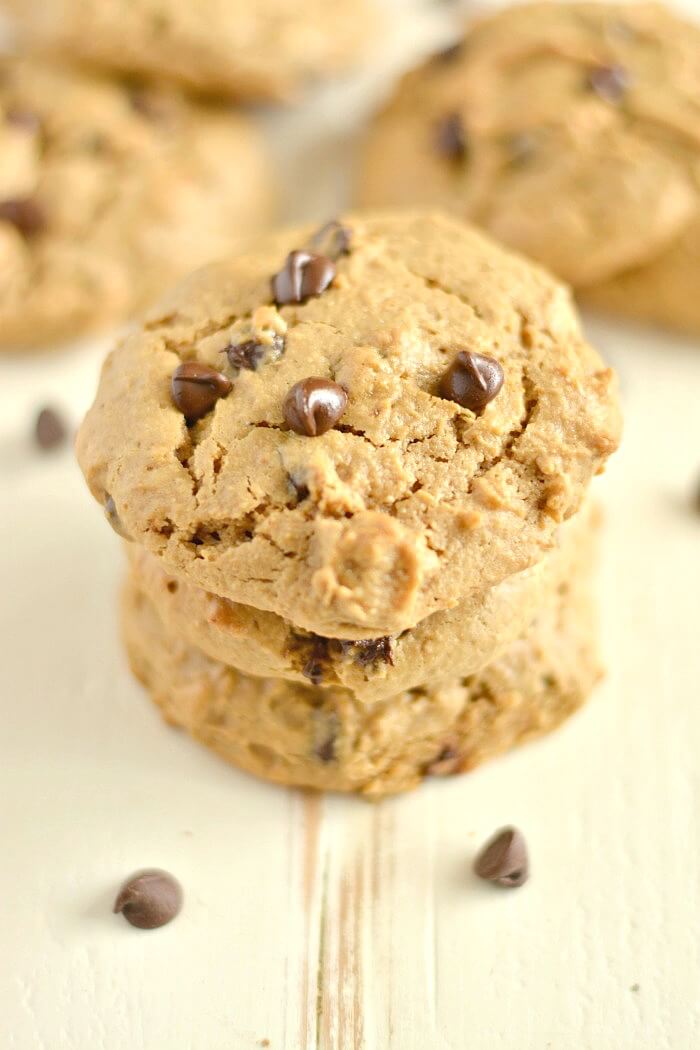 OMG Good Low Carb Chocolate Chip Cookies! Creamy, insanely buttery, thick, rich cookies bursting with rich chocolatey goodness! Hearty low carb cookies so good you may have to hide them. Gluten Free + Low Calorie