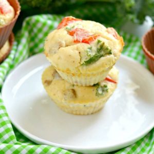 Paleo Sausage Kale Coconut Egg Muffins made with coconut flour for a rich, creamy texture. Hearty & filling breakfast muffins that tastes like mini pizzas! Gluten Free + Low Calorie + Paleo