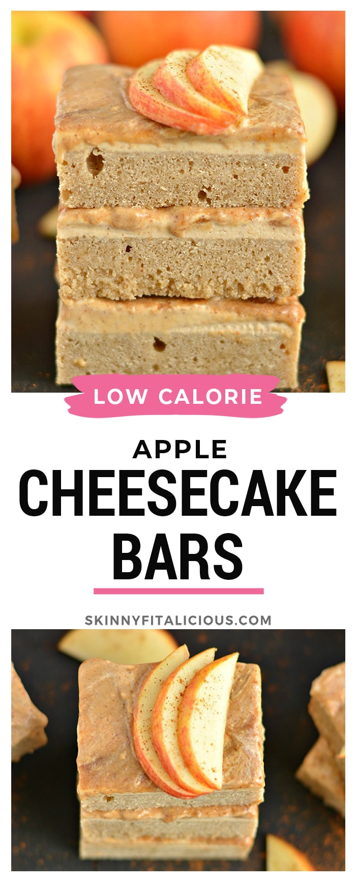 Greek Apple Cinnamon Cheesecake Bars are a lighter version of classic cheesecake. Spiced with fall flavors and made with Greek cream cheese, this healthier dessert is a party favorite!