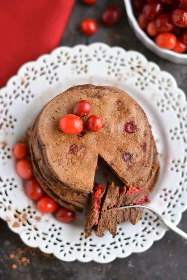Cranberry Cocoa Pancakes {GF, Low Cal} Skinny Fitalicious