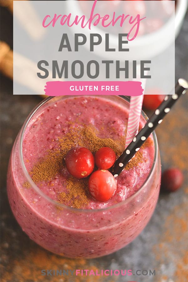 Cranberry Apple Detox Smoothie loaded with antioxidants! A smoothie made with foods that support the body in its natural detox. This thick and creamy pink smoothie makes the perfect healthy breakfast or snack! Gluten Free + Low Calorie + Vegan + Paleo
