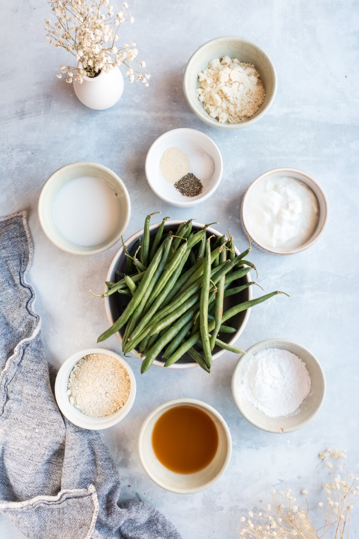 ingredients to make healthy green bean casserole