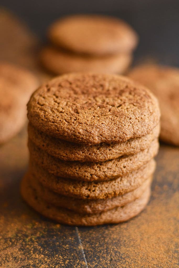 These Healthy Snickerdoodles are a classic cookies with a healthy makeover. Made with oat flour with no refined oil or sugar, these healthier cookies take 10 minutes to make & are guaranteed to blow your baking socks off! Gluten Free + Low Calorie