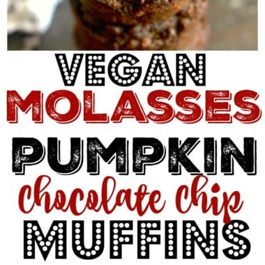 Healthy Molasses Pumpkin Chocolate Chip Muffins lightly sweetened with applesauce, brown sugar and molasses. A tasty chocolate treat packed with fall spices, irresistible flavors and 127 calories each! Gluten Free + Vegan + Low Calorie