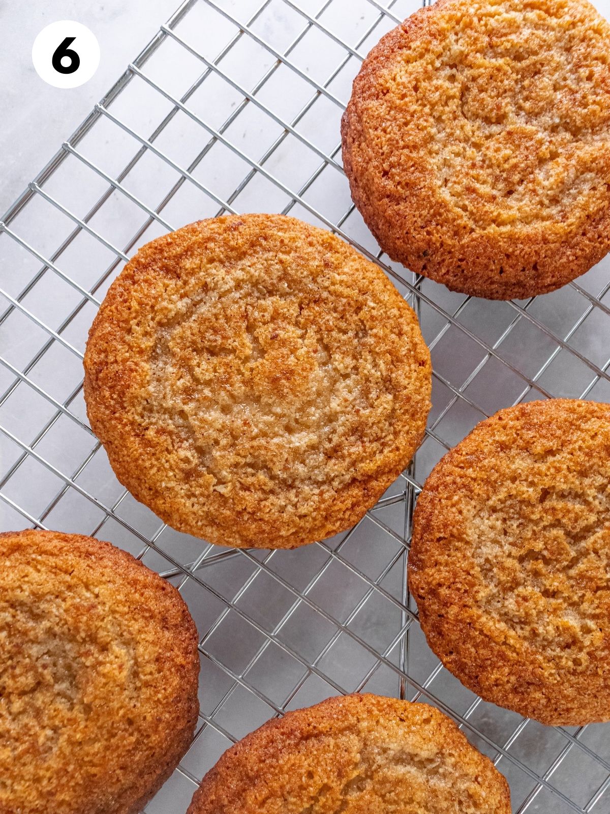 Baked healthy snickerdoodles on a wire rack.