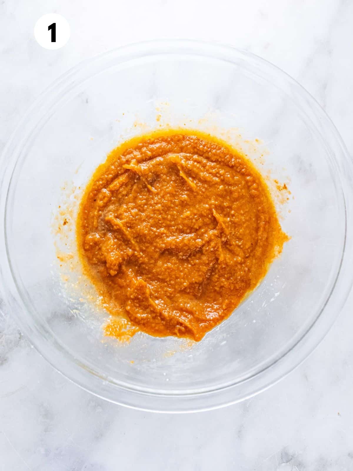 Wet ingredients mixed together in a bowl.