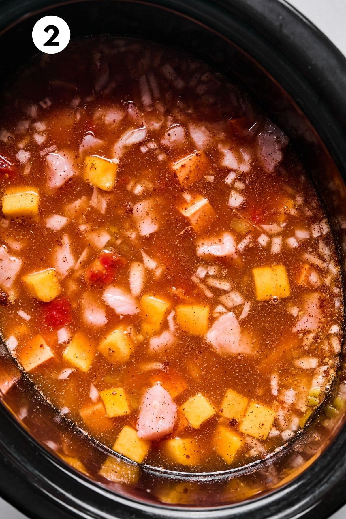 Broth added to the pot.