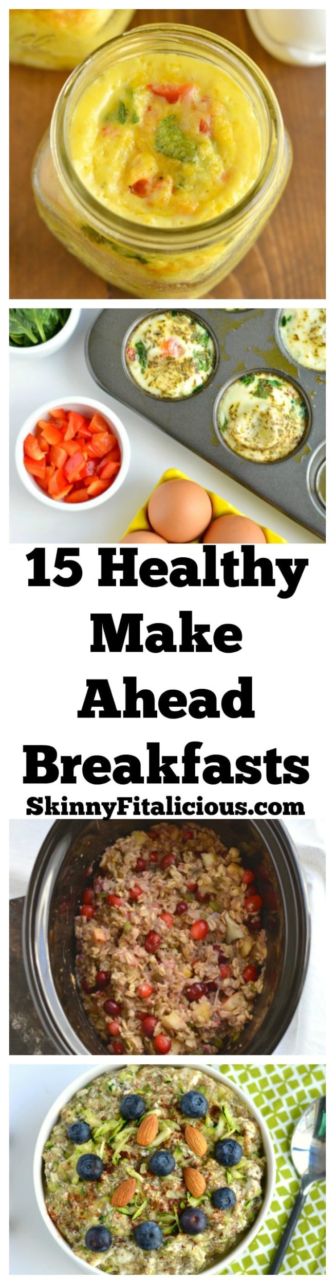 Many people skip breakfast saying they don't have time. Here's 15 Healthy Make Ahead Breakfasts to make breakfast a reality on those busy mornings.