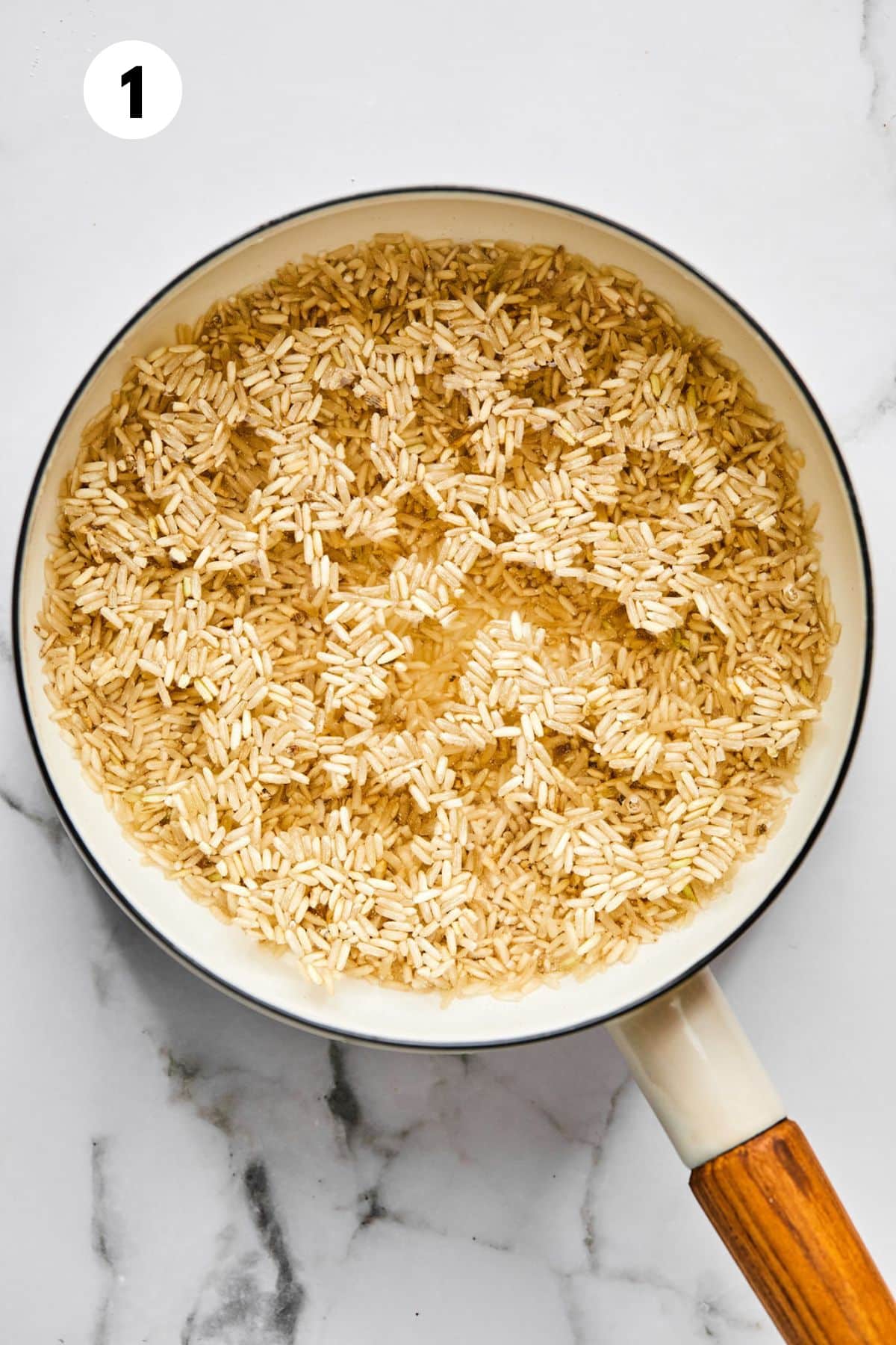 Rice cooking in a pot.