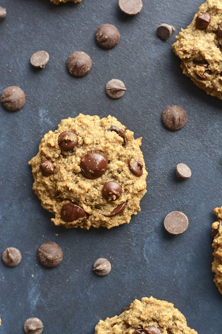 Skinny Chocolate Chip Cookies made lighter & nutritionally balanced, yet just as scrumptiously chewy &delicious as the original recipe. Perfect for healthy snacking! Vegan + Gluten Free + Low Calorie