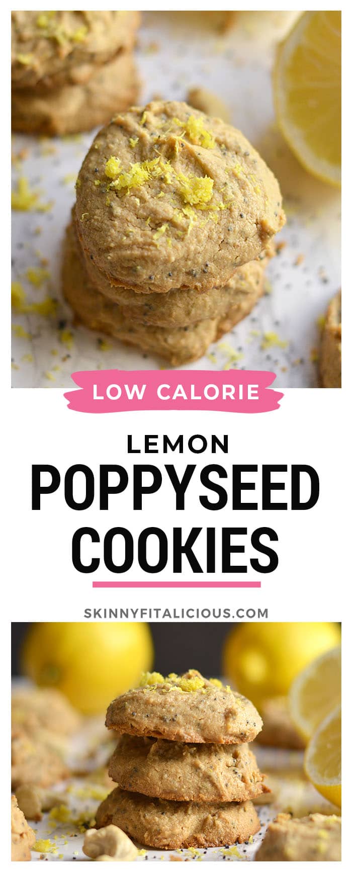 Lemon Poppy Seed Cashew Cookies! Made flourless with nut butter and only 5 ingredients, these bursting with citrus goodies are sure to brighten any day! Paleo + Vegan + Gluten Free + Low Calorie