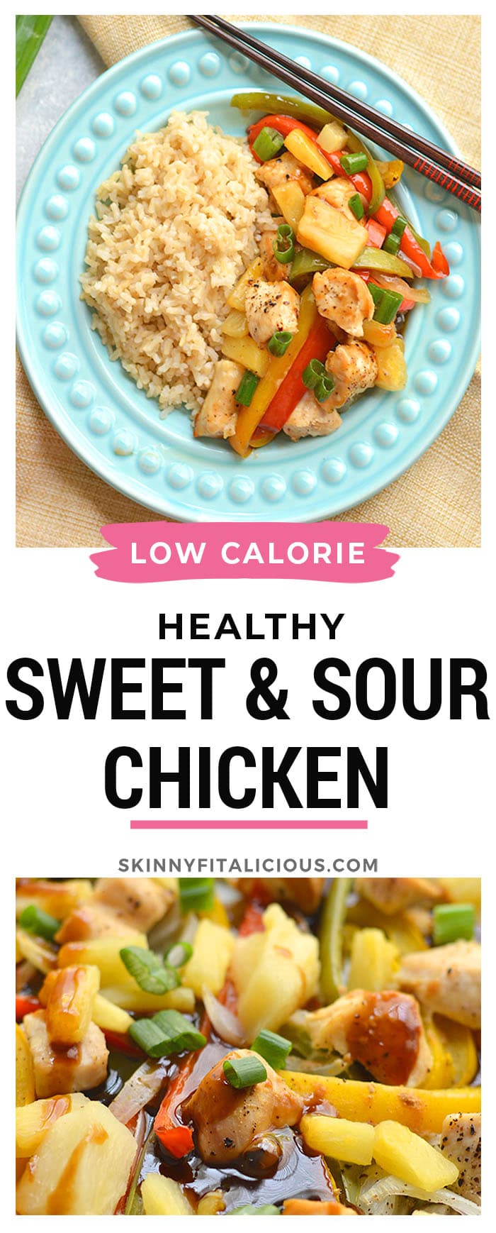 Healthy Sheet Pan Sweet & Sour Chicken is soy free, baked to perfection on a sheet pan in 20-minutes. A quick and easy meal that's a healthier version of take-out! Pair with brown or cauliflower rice for a complete meal.