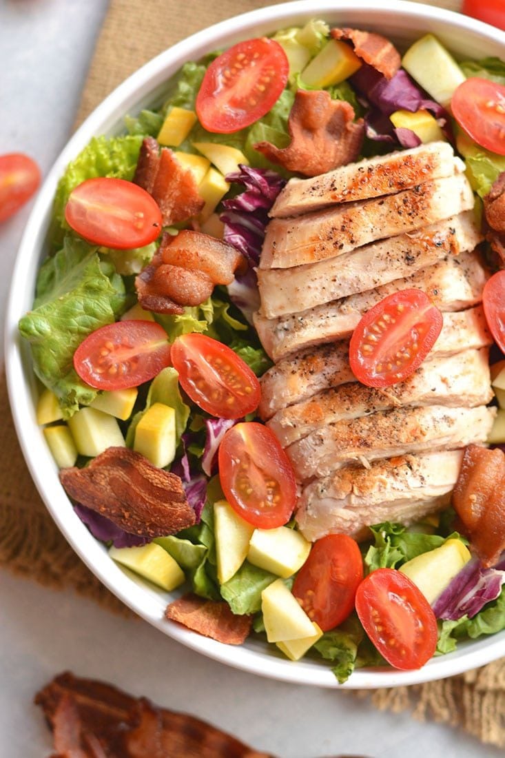 BLT Grilled Chicken Salad {GF, Low Cal Paleo} - Skinny Fitalicious®