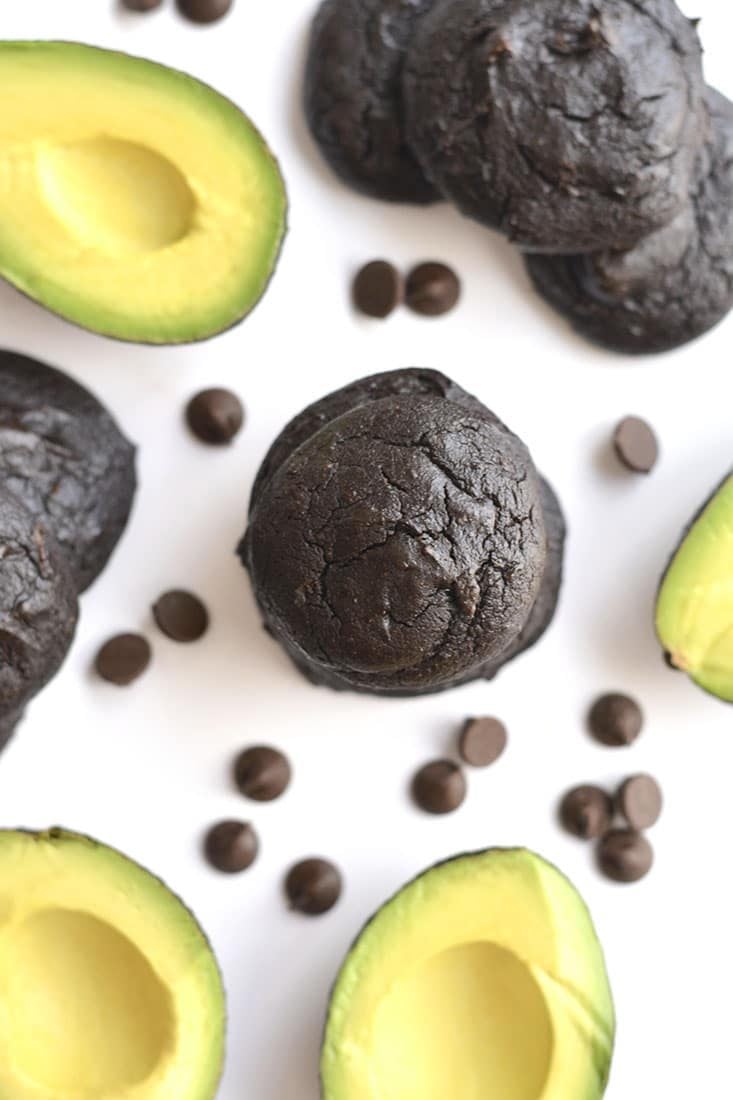 These Chocolate Avocado Cookies are rich, fudgy & melt in your mouth! Avocados are substituted for oil making the cookies a healthier, vitamin packed treat. You'll never know they're made with avocados! Gluten Free + Low Calorie {with a Paleo option}