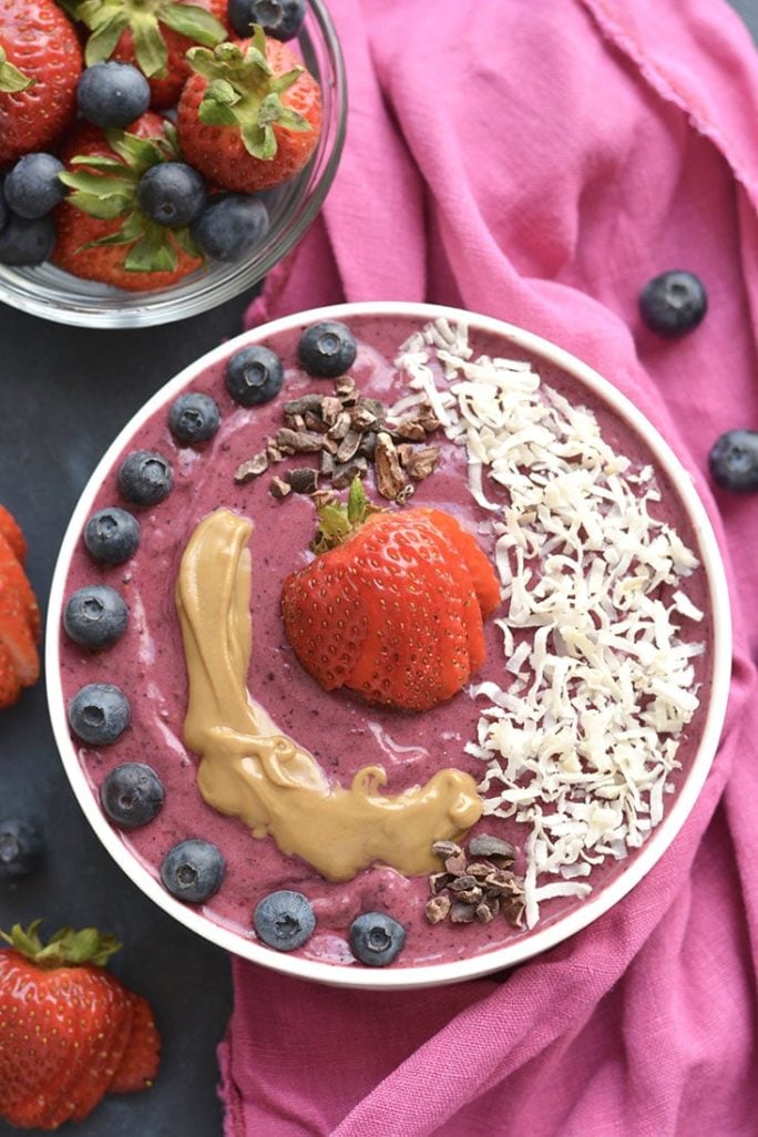 PB&J Superfood Smoothie {GF, Low Cal} Skinny Fitalicious®