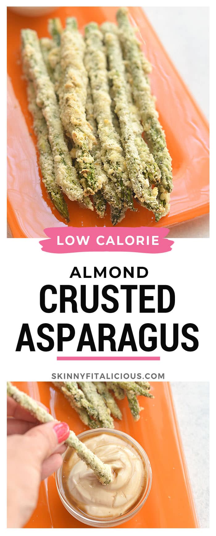 Almond Crusted Asparagus with Soy Yogurt is an easy way of flavoring boring veggies so you'll want to eat more of them. Paired with a simple Greek yogurt dipping sauce to dip your asparagus fries into for a simple and tasty side or appetizer.