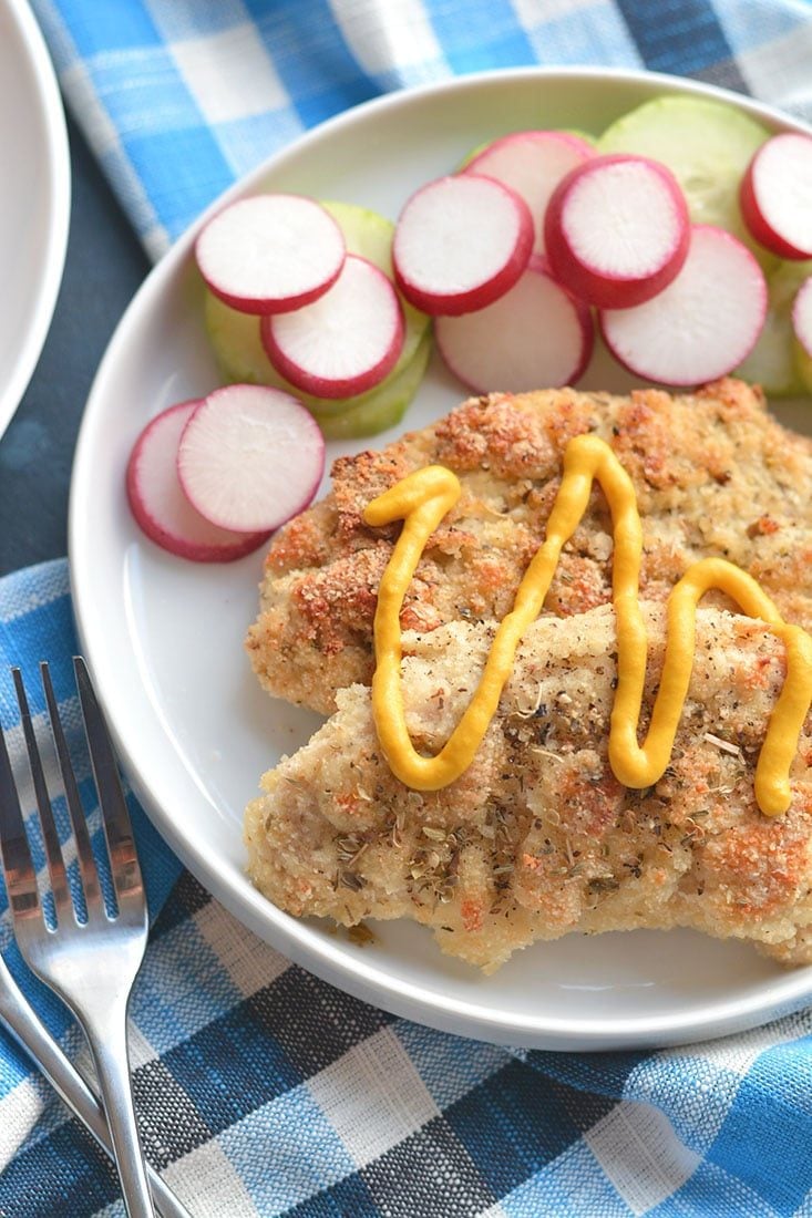 Paleo Almond Crusted Turkey Cutlets make a fast & furious 20 minute dinner! Oven baked on a sheet pan for juicy, tender cutlets with the perfect crunch! Paleo + Gluten Free + Low Calorie
