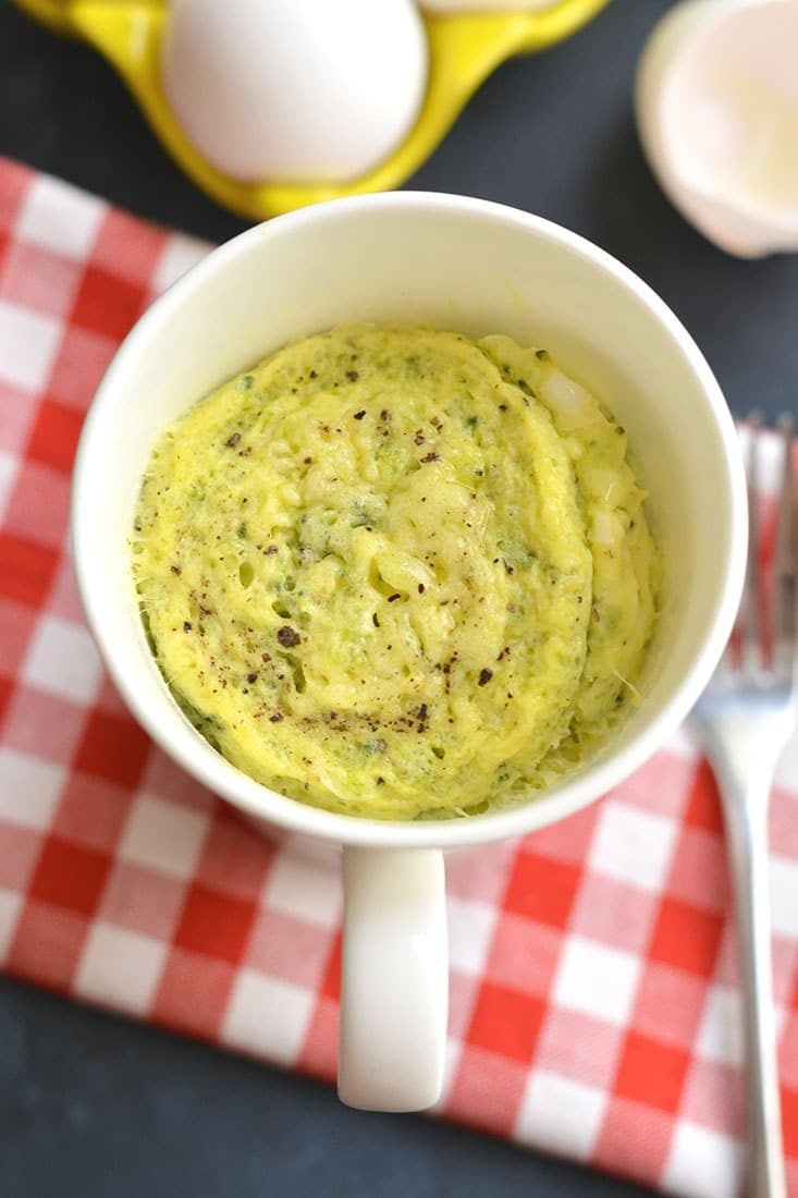 These Microwave Eggs are made in a mug in less than 2 minutes. Customize them to be scrambled or toss in veggies to make an omelet. No matter how you eat them, a healthy breakfast never got easier! Gluten Free + Low Calorie + Paleo