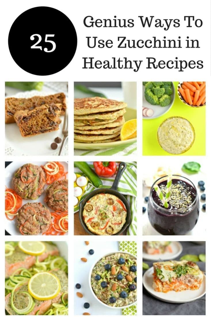 These are 25 Genius Ways To Use Zucchini in Healthy Recipes to inspire you to eat and cook healthy! All the recipes are gluten free, some Paleo & low carb!
