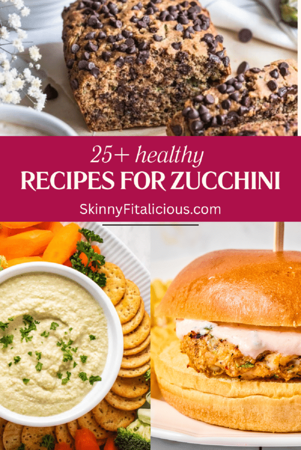 Chocolate zucchini bread, zucchini dip and zucchini burgers.