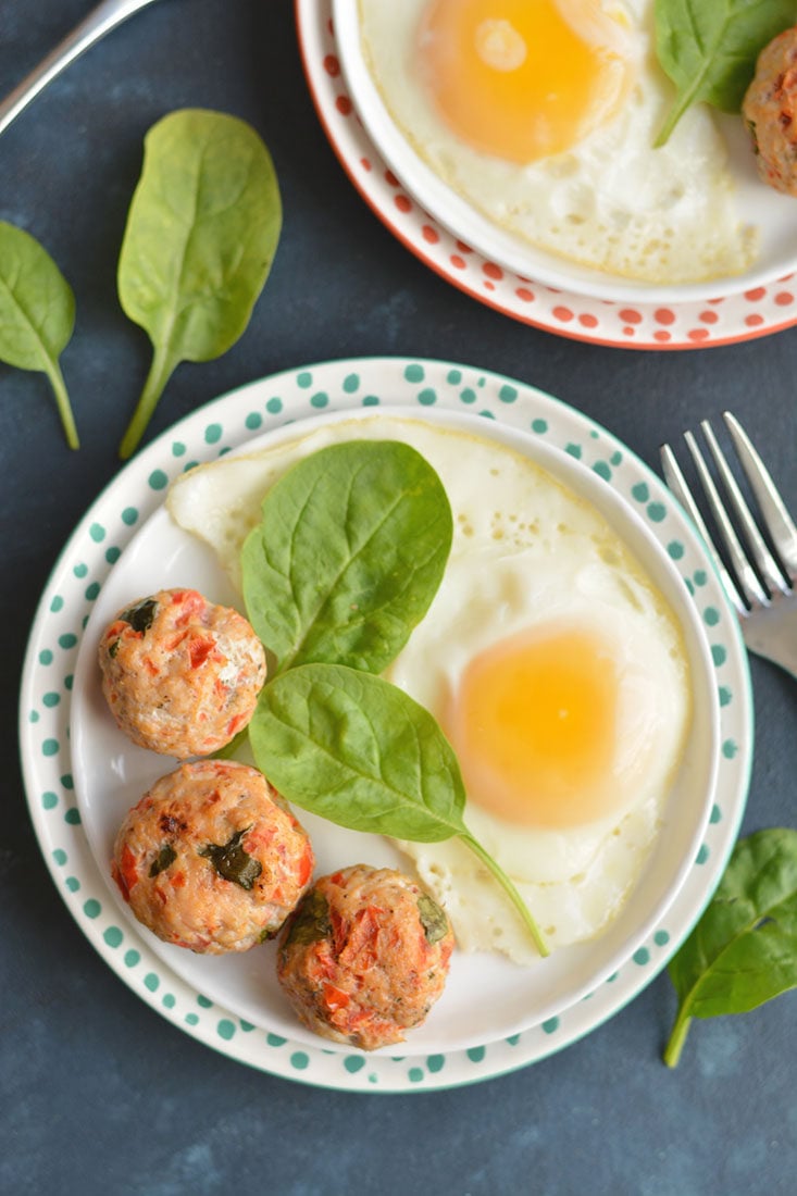 Meatballs for breakfast! These protein & veggie packed balls are great for prepping in advance. Serving with eggs & take with you on the go. Easily customizable, simple to make & delicious!