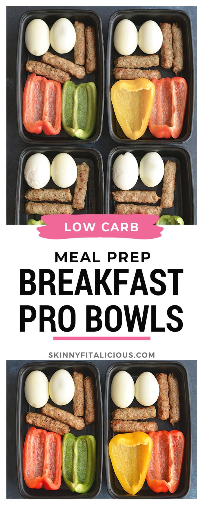 Meal Prep Breakfast PRO Bowls! Meal prep breakfast like a PRO with these protein + produced packed make ahead breakfasts. Prep the food over the weekend and toss them in a meal prep container to take with you on the go. Breakfast never got easier or healthier! Gluten Free + Low Calorie + Paleo
