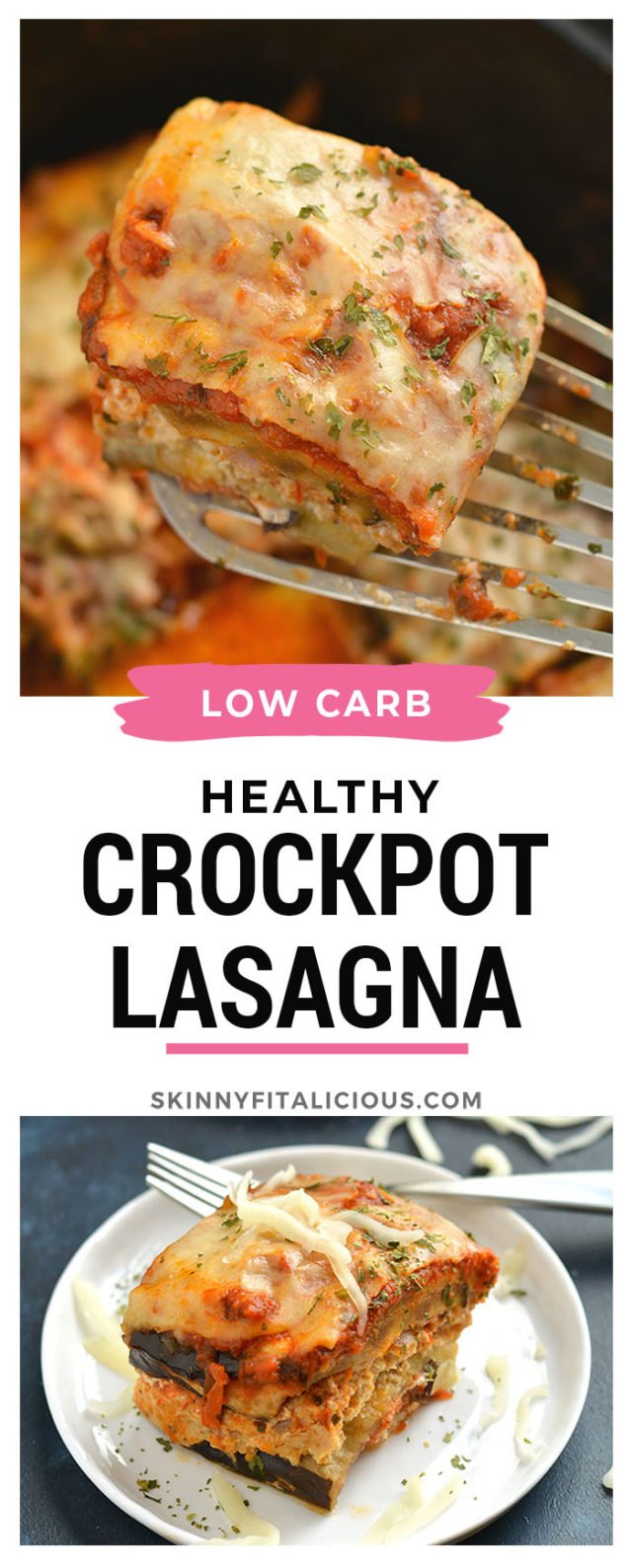 Low Carb Crockpot Lasagna {GF, Low Cal} - Skinny Fitalicious®