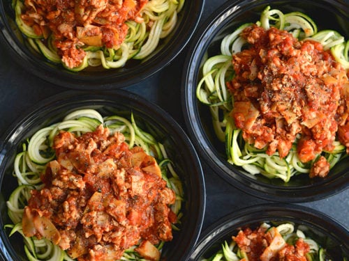 Skinny Bang Bang Zucchini Noodles Meal Prep - Kirbie's Cravings