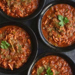 Meal Prep Clean Eating Turkey Chili is Paleo & Whole30 compliant. Made in one pot or a crockpot for an EASY lunch or dinner that's wholesome & satisfying. {Paleo, Gluten Free, Low Calorie}
