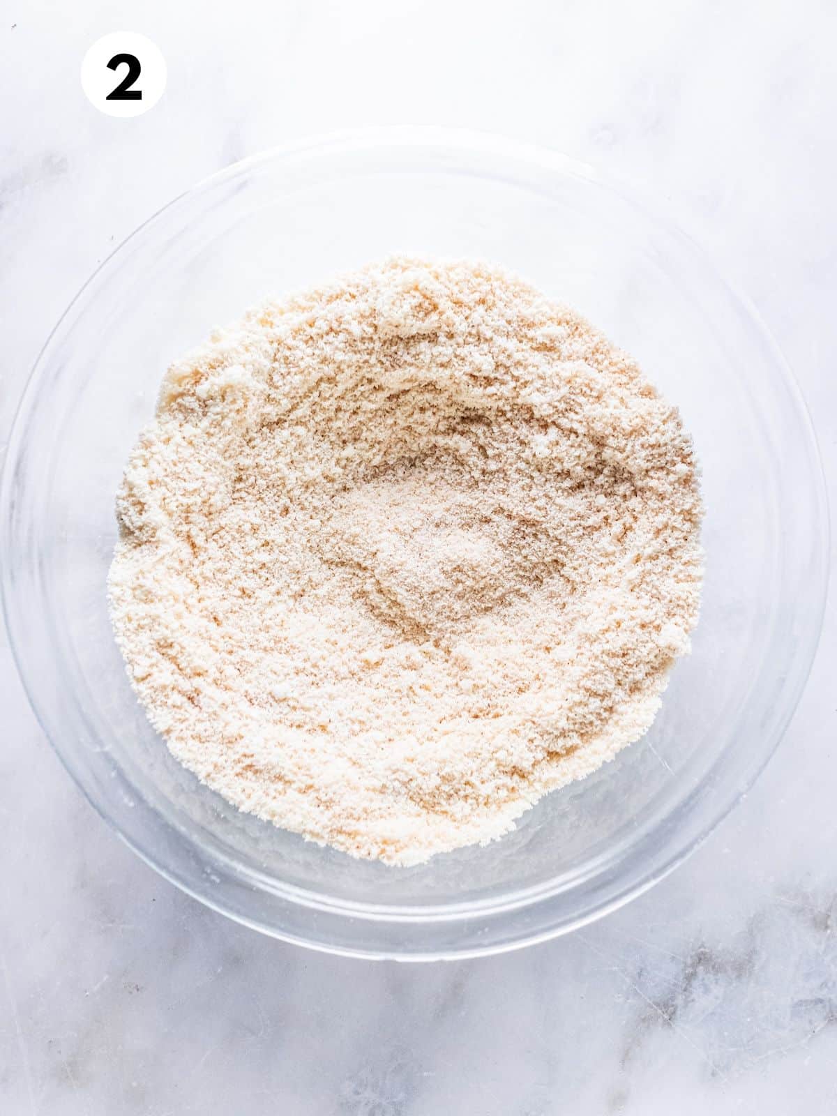 Dry ingredients mixed in a bowl.