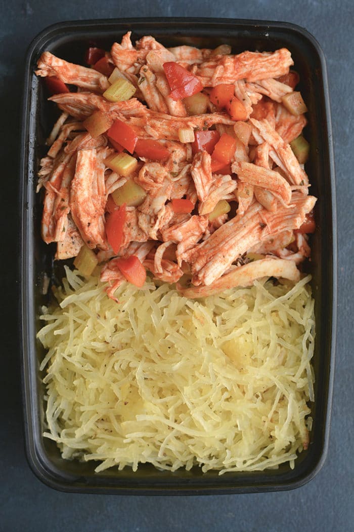 Meal Prep Buffalo Chicken Spaghetti Squash Paleo GF Low Cal meal-prep-buffalo-chicken-spaghetti-squash-paleo-gf-low-cal