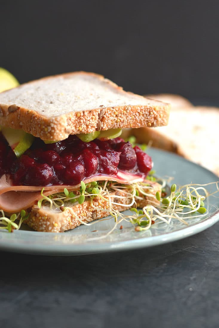 Meal Prep Cranberry Turkey Sandwich! Transform Thanksgiving leftovers into a simple, delicious & wholesome lunch. EASY to meal prep, but even better to take with you on the go & eat! Gluten Free + Low Calorie
