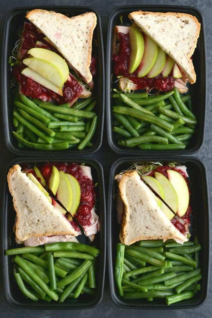 Meal Prep Cranberry Turkey Sandwich {GF, Low Cal} Skinny Fitalicious