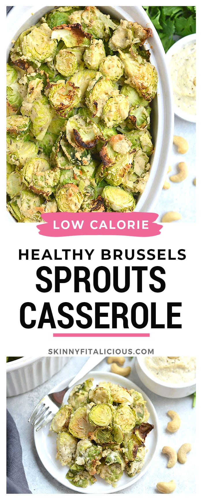 Crispy Brussels Sprouts With Cashew Cream Sauce! Roasted Brussels sprouts tossed in a Vegan creamy cashew sauce. A healthy spin on Brussels sprouts gratin that's dairy-free and delicious. A healthy side dish to add to any meal.
