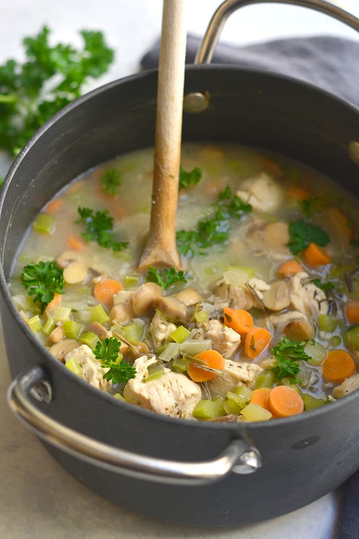 Chicken Wild Rice Soup {GF, Low Cal} - Skinny Fitalicious®