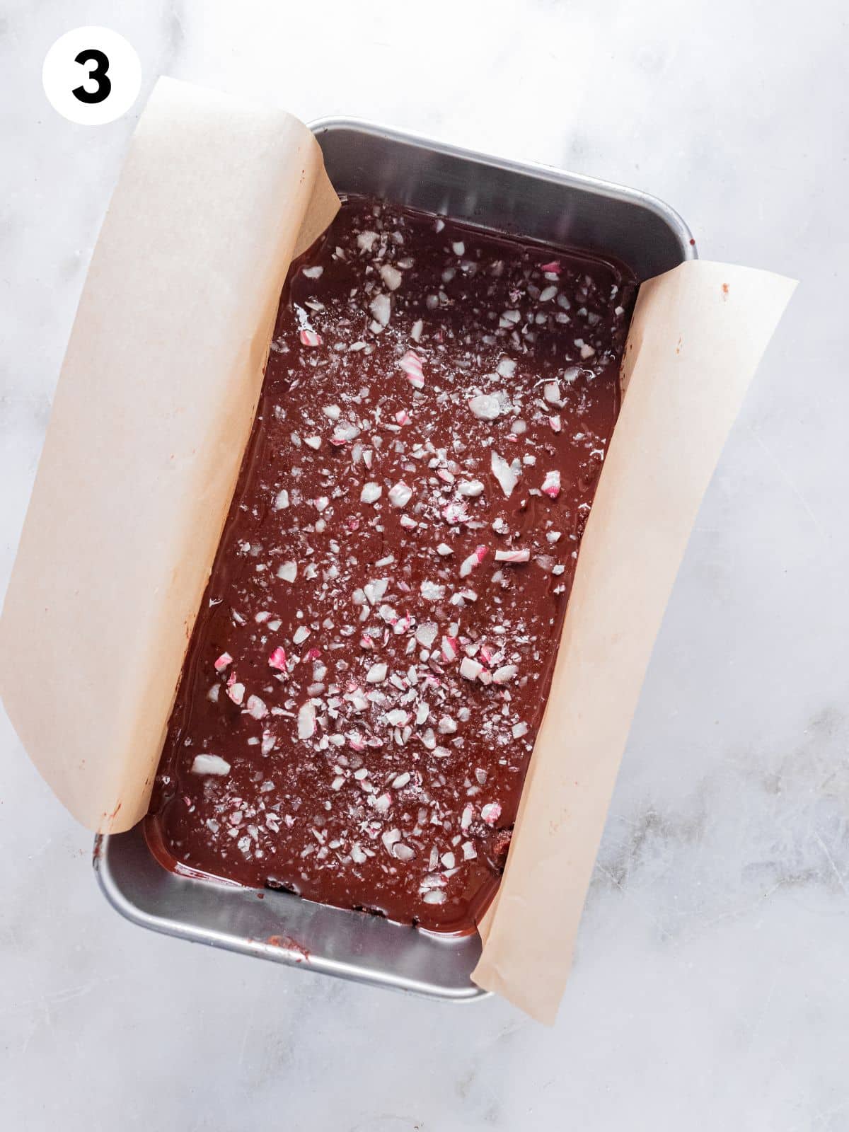 Crushed candy canes scattered on top.